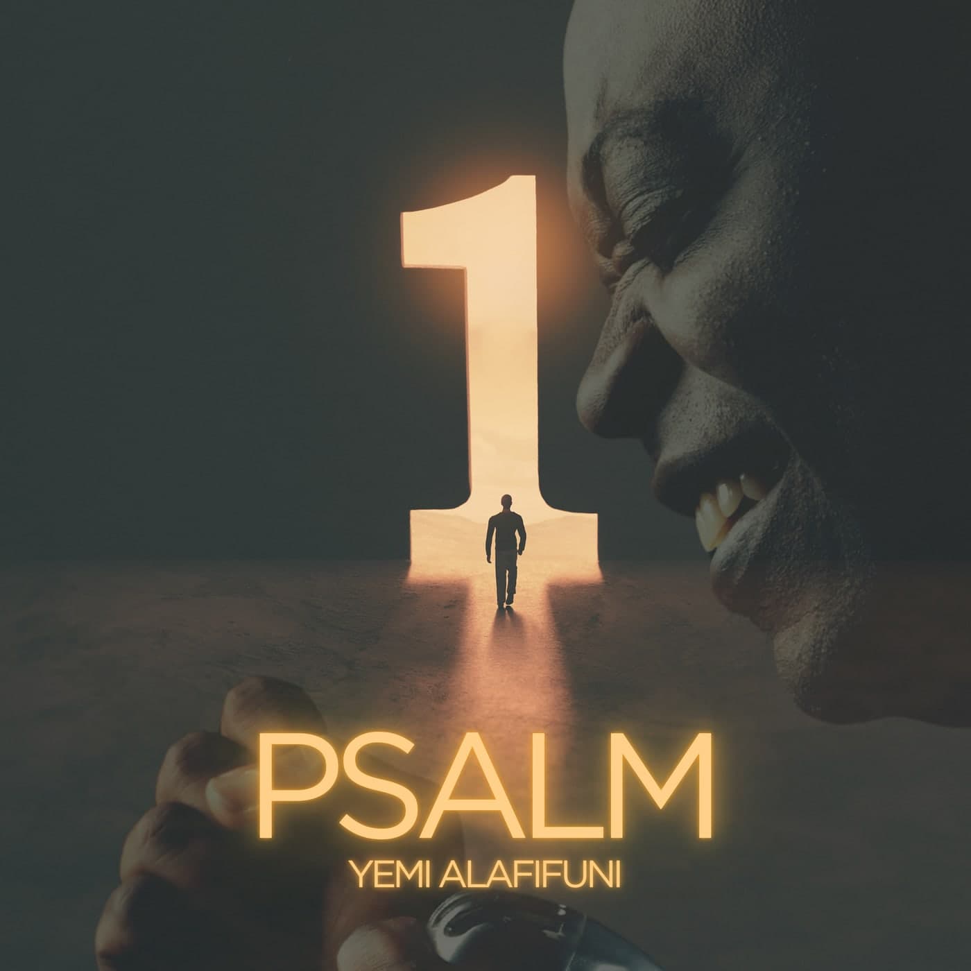 One Psalm album cover — a lit doorway shaped like the numeral one, a figure walking into it